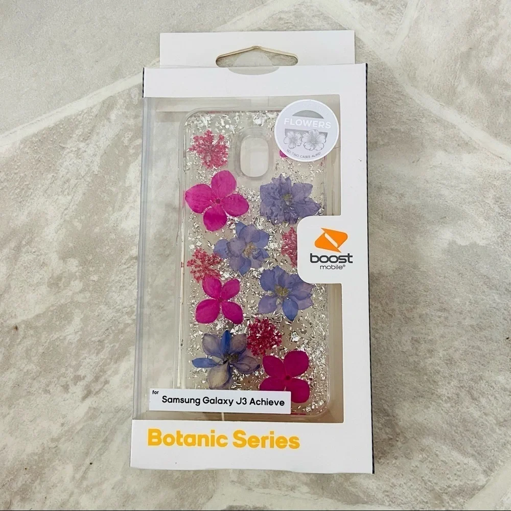 Samsung galaxy J3 achieve pressed flower sparkle botanic series phone case